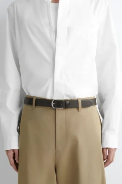 ROUNDED-BUCKLE LEATHER BELT