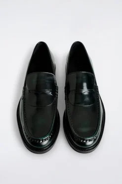 RUBBED-LEATHER LOAFERS