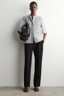 RUCHED COTTON BLOUSE