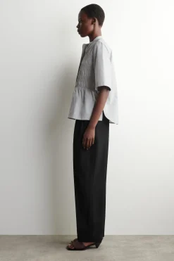 RUCHED COTTON BLOUSE