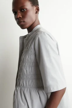 RUCHED COTTON BLOUSE