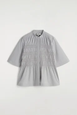 RUCHED COTTON BLOUSE