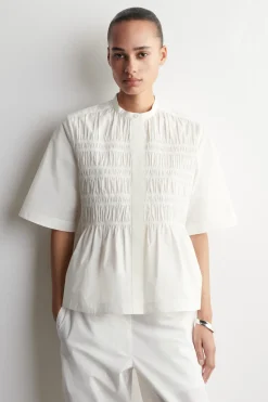 RUCHED COTTON BLOUSE