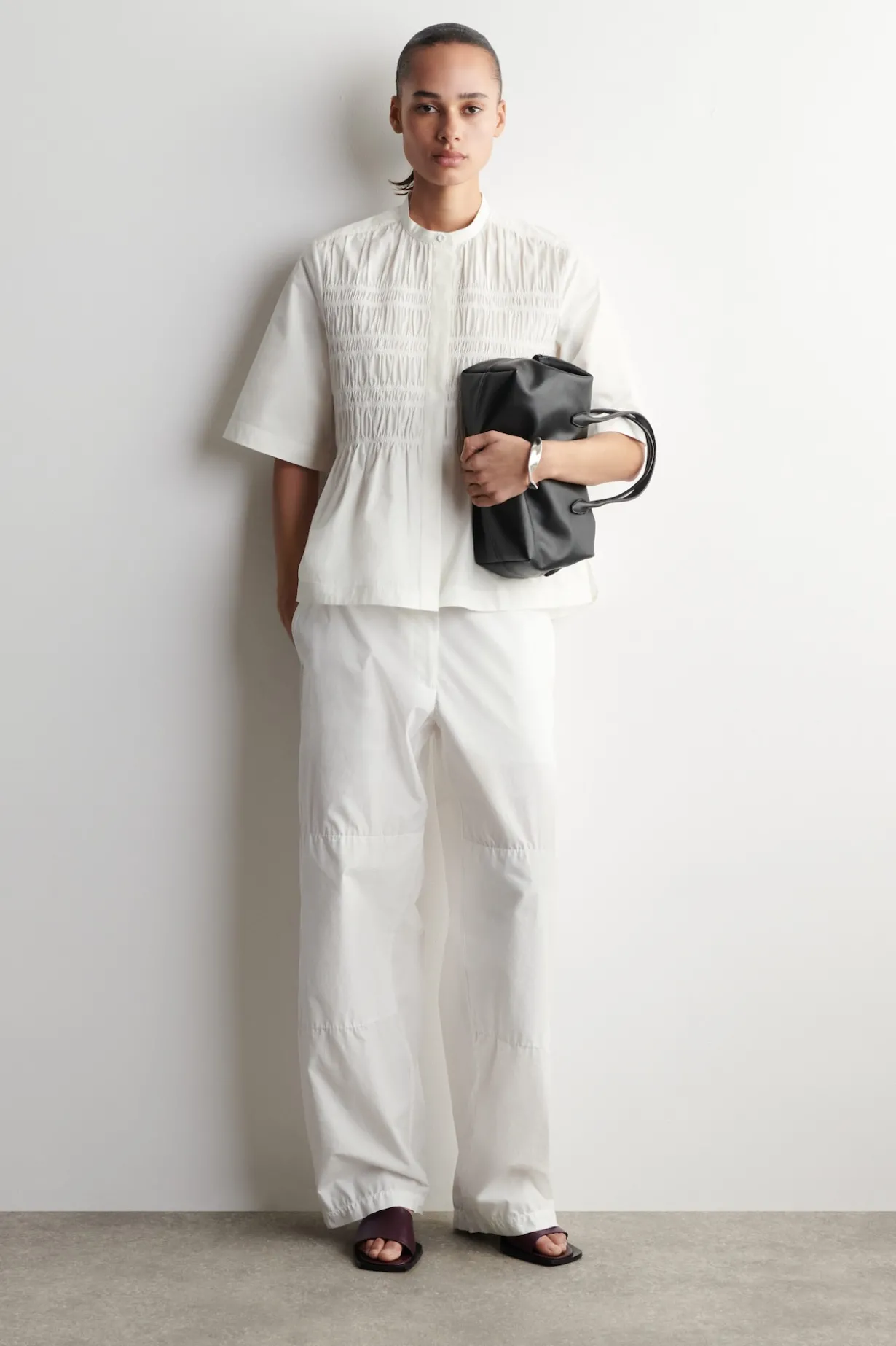 RUCHED COTTON BLOUSE