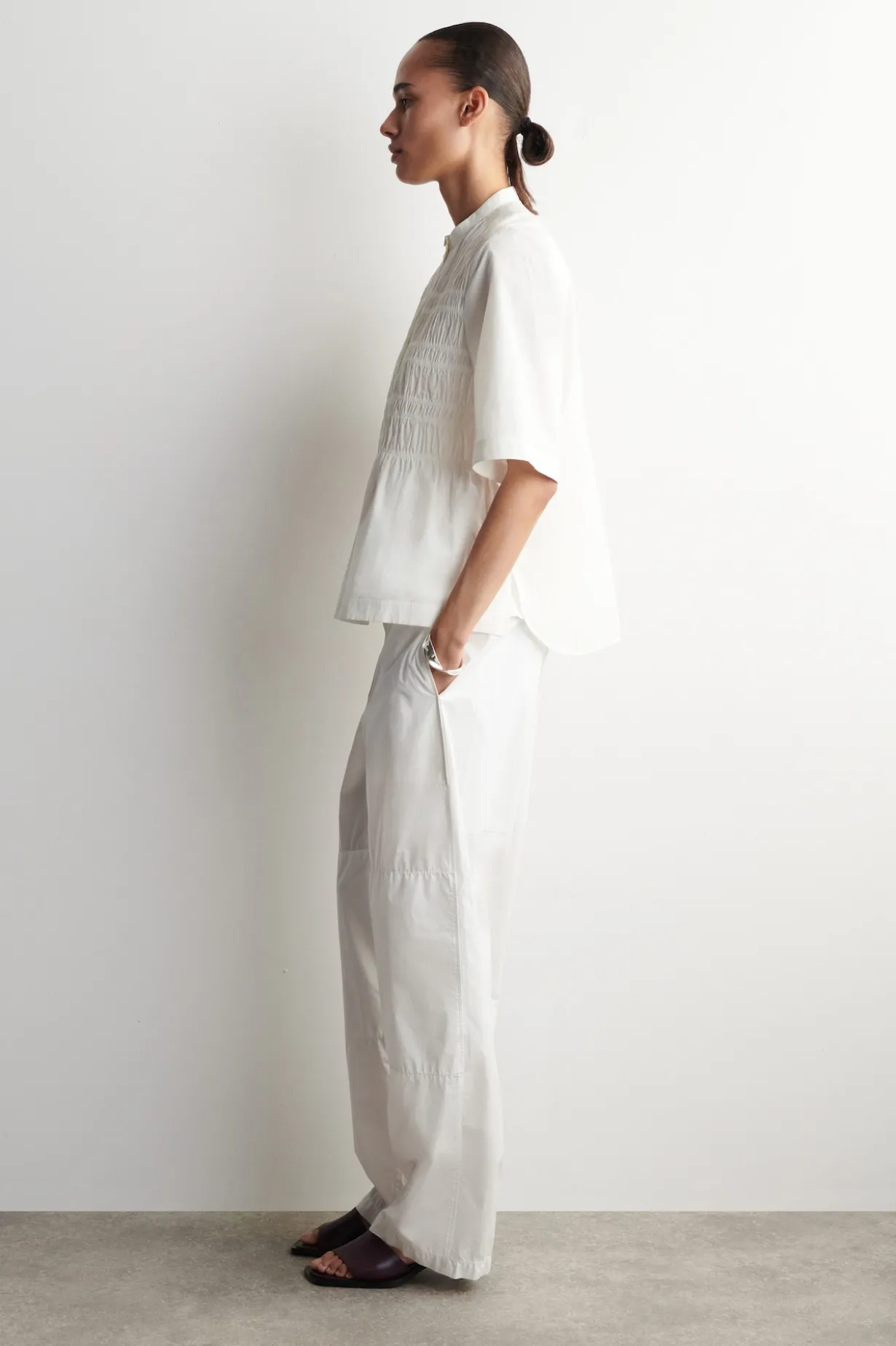 RUCHED COTTON BLOUSE