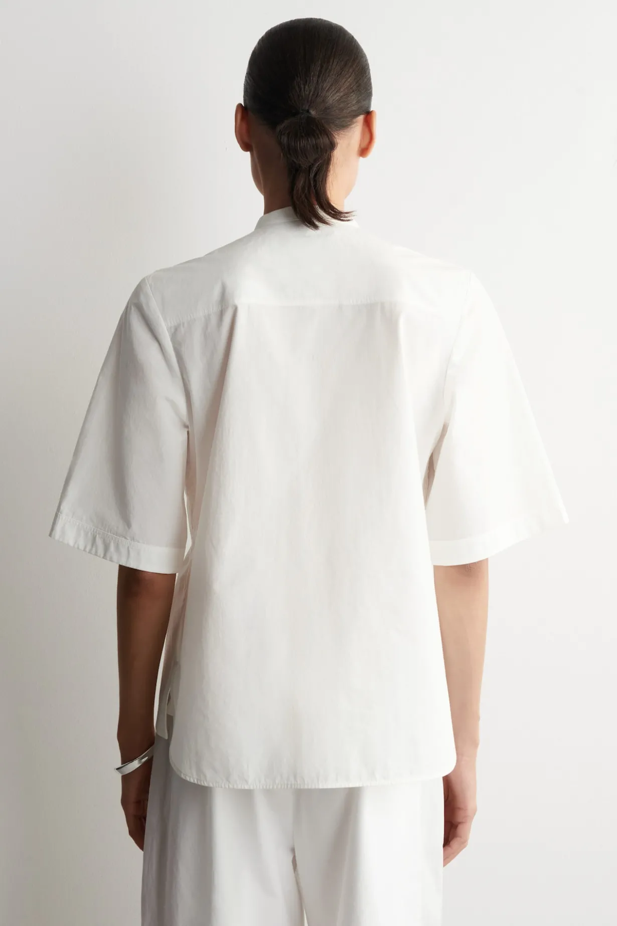 RUCHED COTTON BLOUSE