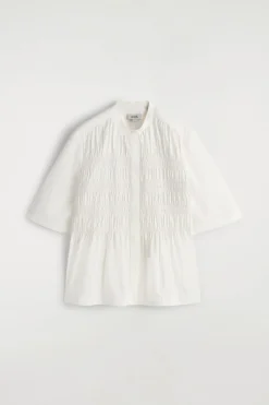 RUCHED COTTON BLOUSE