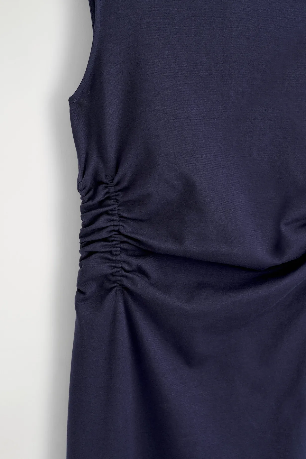 RUCHED-WAIST COTTON-JERSEY MIDI DRESS