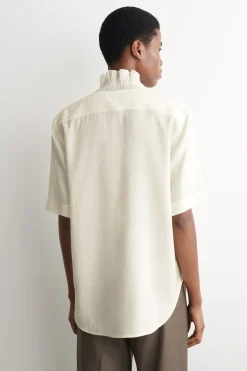 RUFFLE-COLLAR MODAL BLOUSE