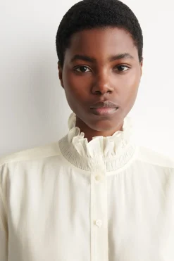 RUFFLE-COLLAR MODAL BLOUSE