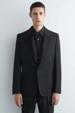 SATIN-COLLAR WOOL BLAZER