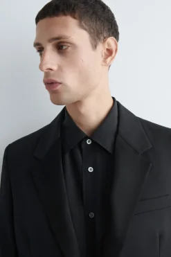 SATIN-COLLAR WOOL BLAZER