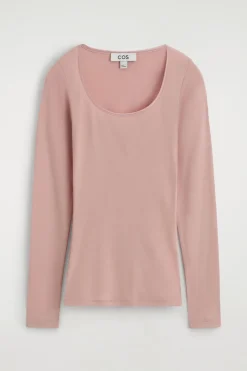 SATIN-TRIMMED COTTON JERSEY LONG-SLEEVED TOP