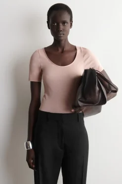 SATIN-TRIMMED COTTON-JERSEY T-SHIRT