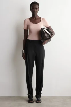 SATIN-TRIMMED COTTON-JERSEY T-SHIRT