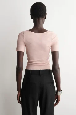 SATIN-TRIMMED COTTON-JERSEY T-SHIRT