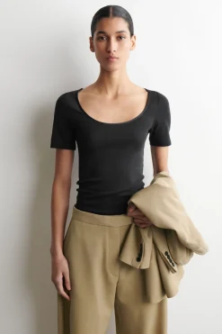 SATIN-TRIMMED COTTON-JERSEY T-SHIRT