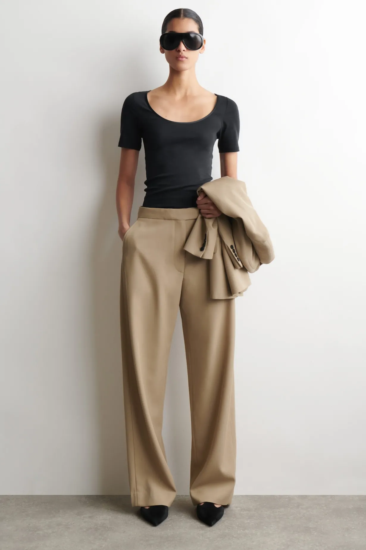 SATIN-TRIMMED COTTON-JERSEY T-SHIRT