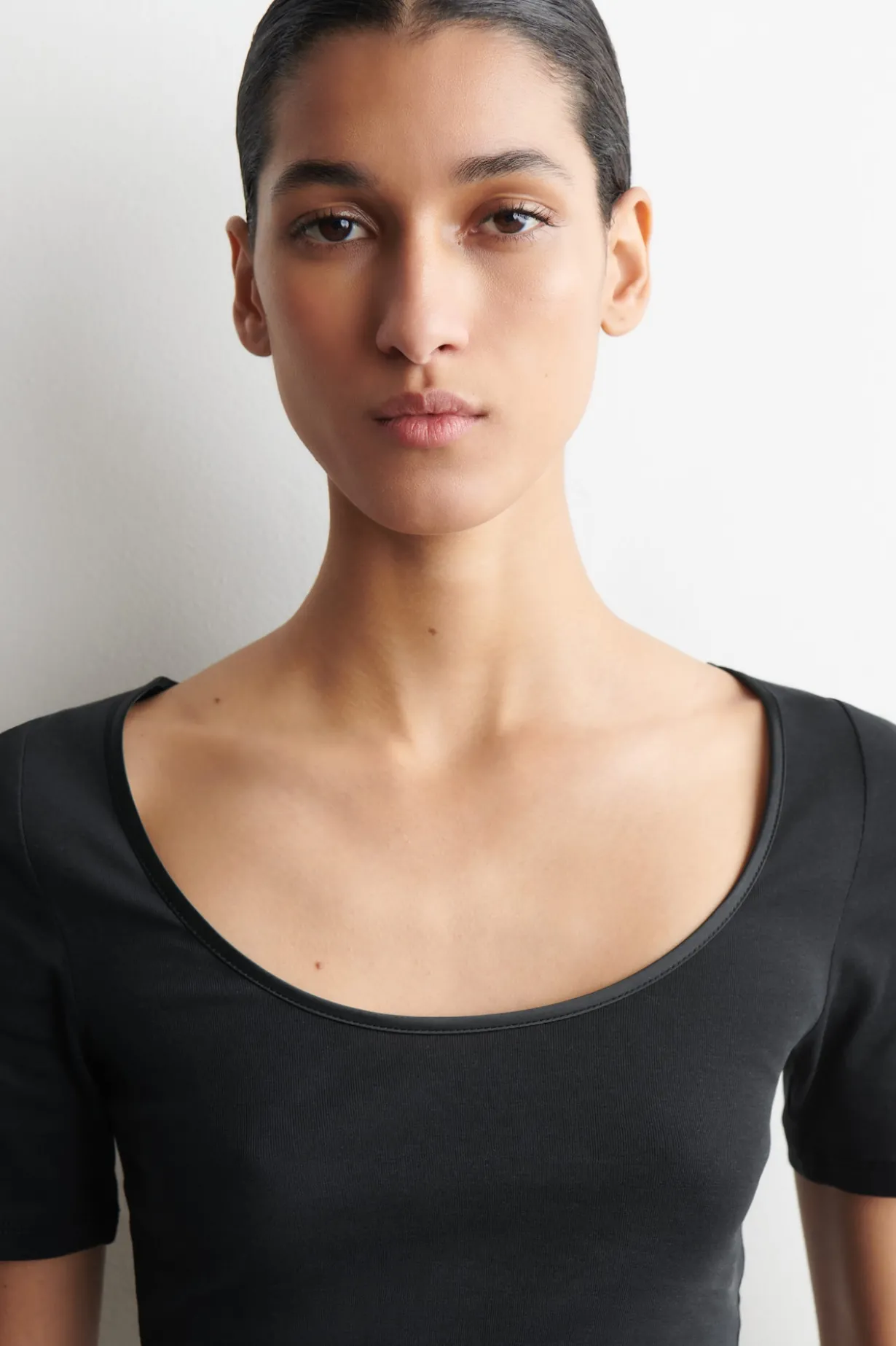 SATIN-TRIMMED COTTON-JERSEY T-SHIRT