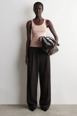 SATIN-TRIMMED COTTON-JERSEY TANK TOP