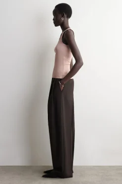 SATIN-TRIMMED COTTON-JERSEY TANK TOP