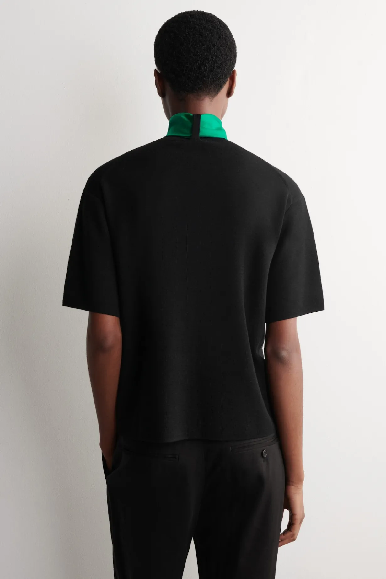 SCARF-DETAIL MERINO WOOL T-SHIRT