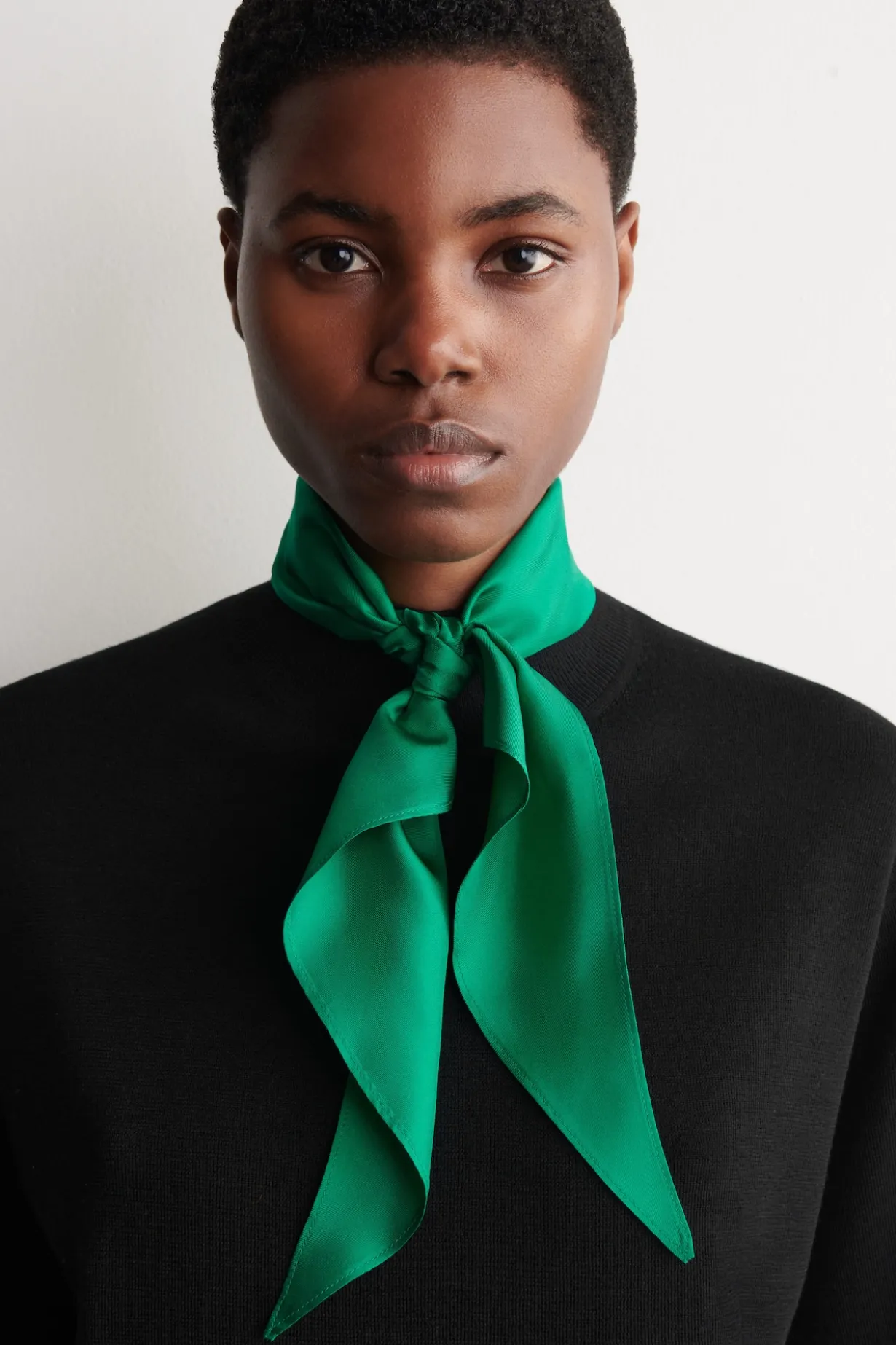 SCARF-DETAIL MERINO WOOL T-SHIRT