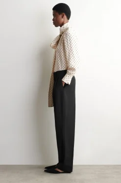 SCARF-DETAIL POLKA-DOT SHIRT