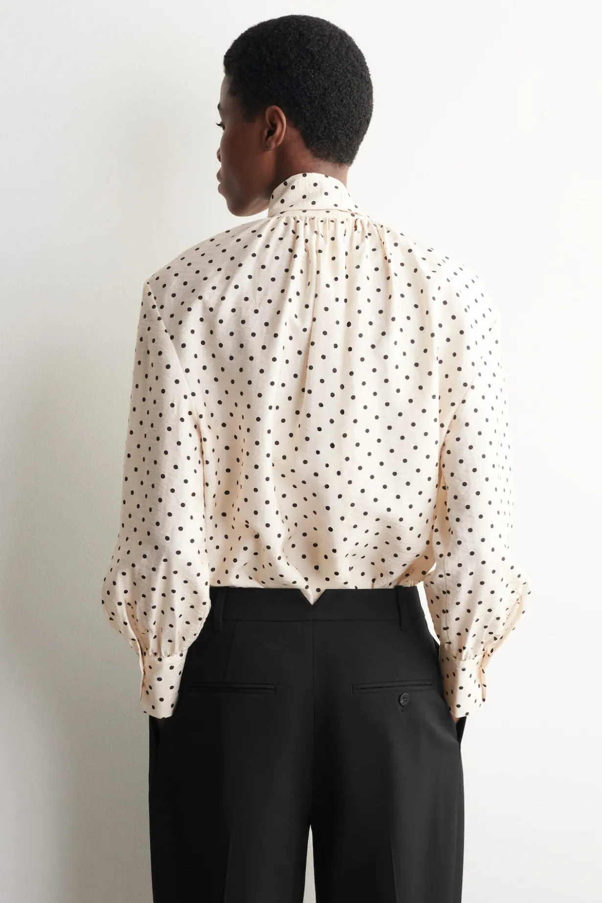 SCARF-DETAIL POLKA-DOT SHIRT