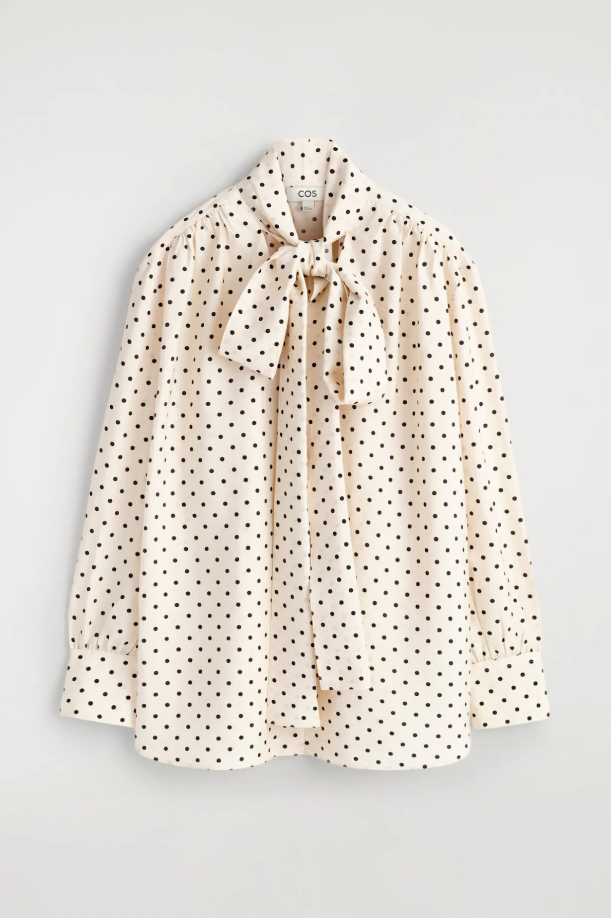 SCARF-DETAIL POLKA-DOT SHIRT
