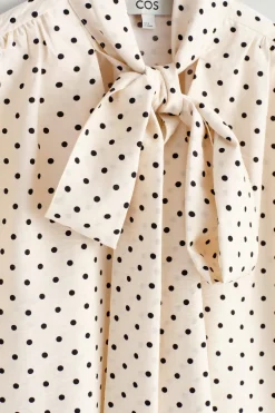SCARF-DETAIL POLKA-DOT SHIRT