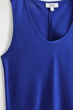 SCOOP-NECK SATIN MIDI DRESS