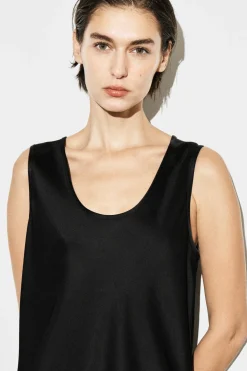SCOOP-NECK SATIN MIDI DRESS