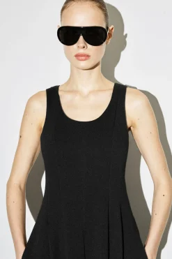 SCULPTED COTTON MIDI DRESS