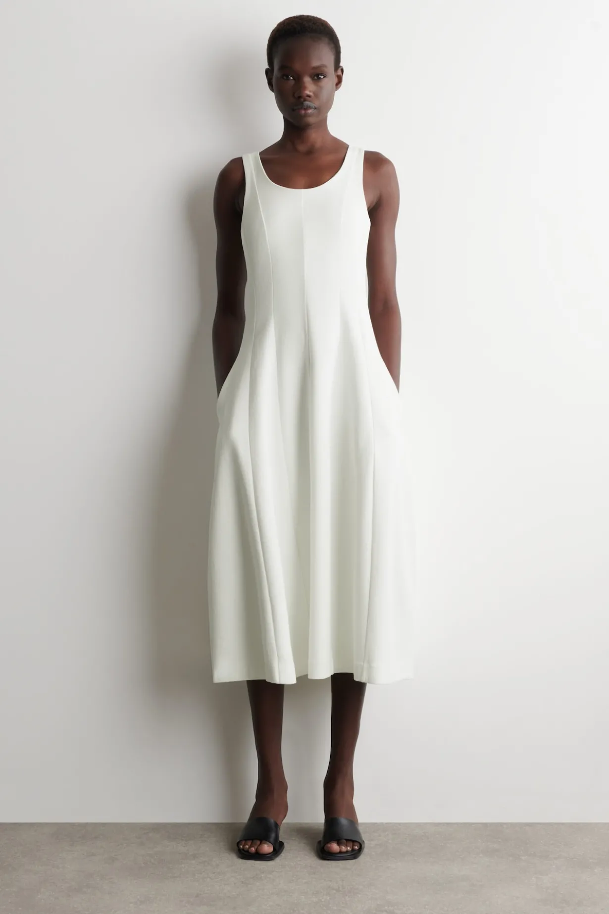 SCULPTED COTTON MIDI DRESS