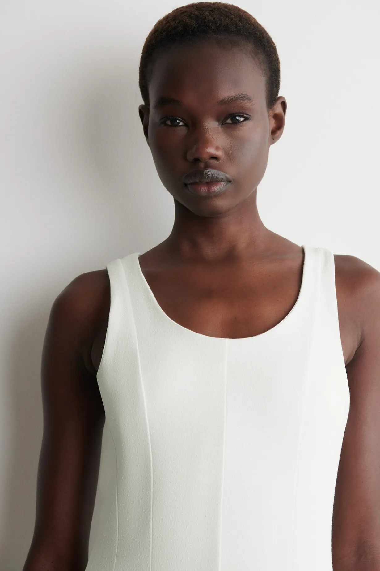 SCULPTED COTTON MIDI DRESS