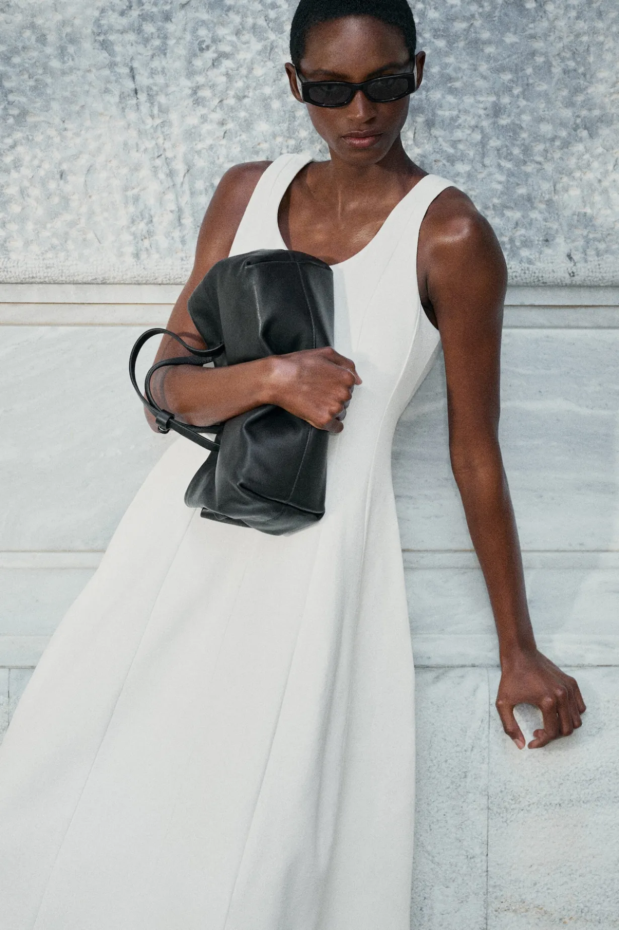 SCULPTED COTTON MIDI DRESS