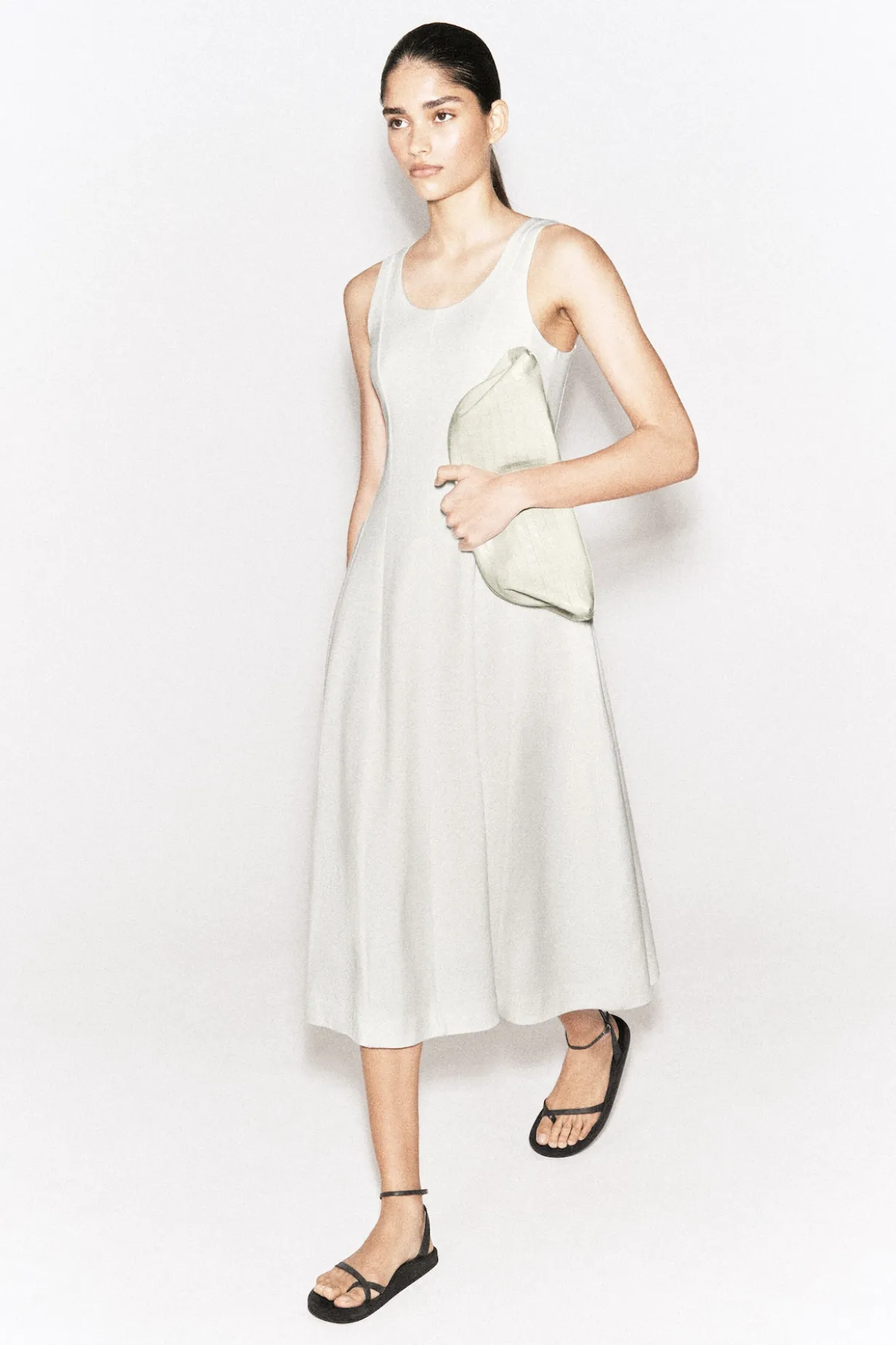 SCULPTED COTTON MIDI DRESS