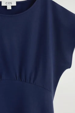 SCULPTED GATHERED JERSEY MIDI DRESS