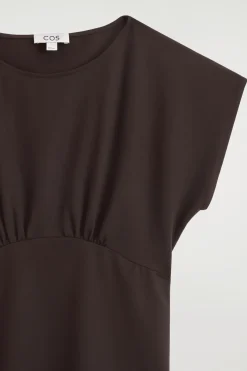 SCULPTED GATHERED JERSEY MIDI DRESS