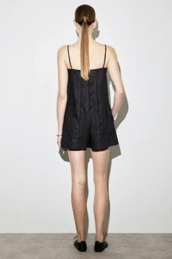 SCULPTED PLEATED LINEN ROMPER