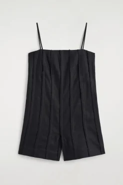 SCULPTED PLEATED LINEN ROMPER