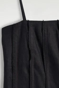 SCULPTED PLEATED LINEN ROMPER