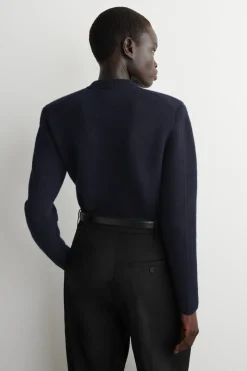 SCULPTED-SHOULDER MERINO WOOL SWEATER