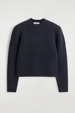 SCULPTED-SHOULDER MERINO WOOL SWEATER