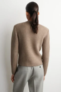 SCULPTED-SHOULDER MERINO WOOL SWEATER