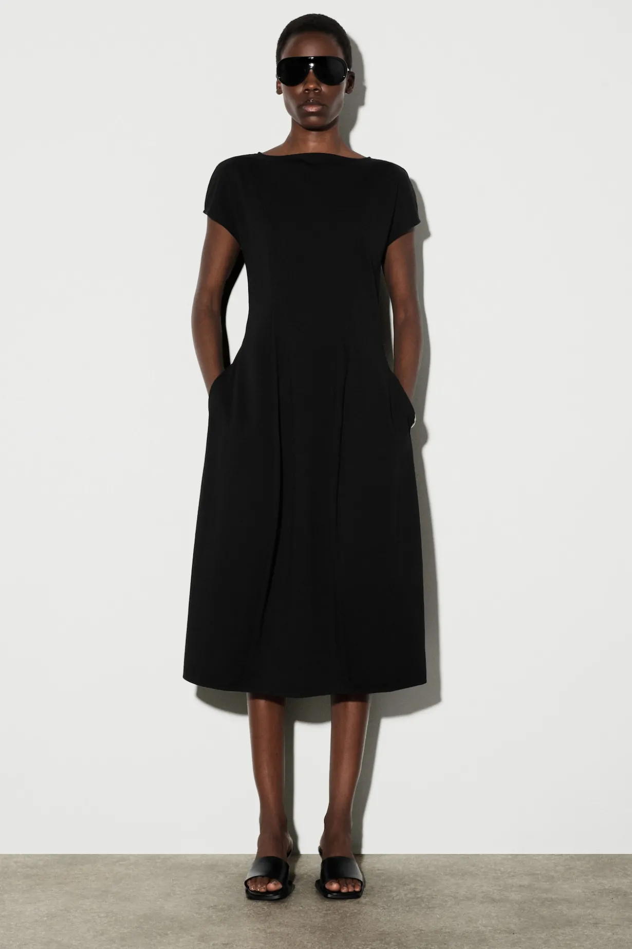 SCULPTURAL JERSEY MIDI DRESS