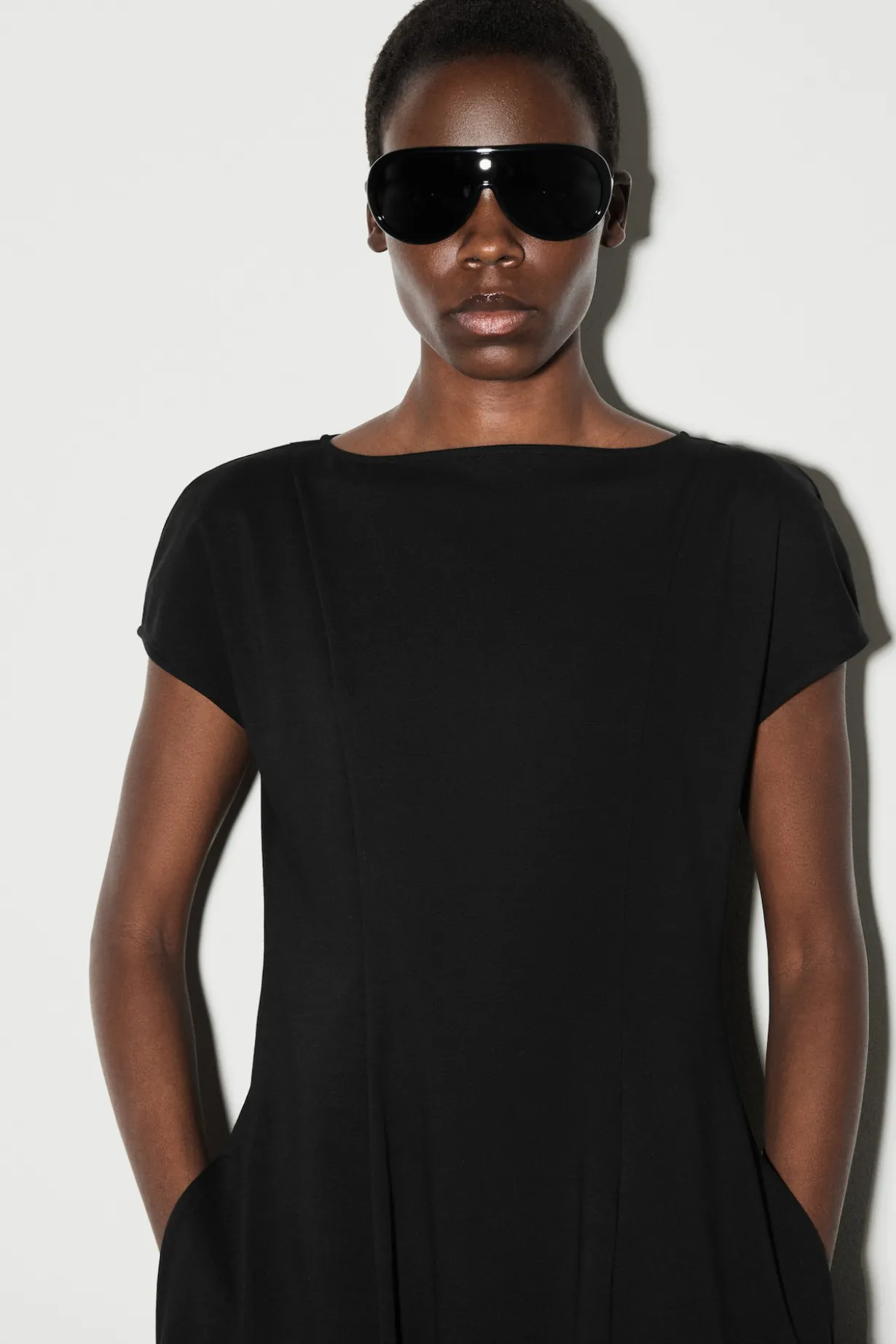 SCULPTURAL JERSEY MIDI DRESS
