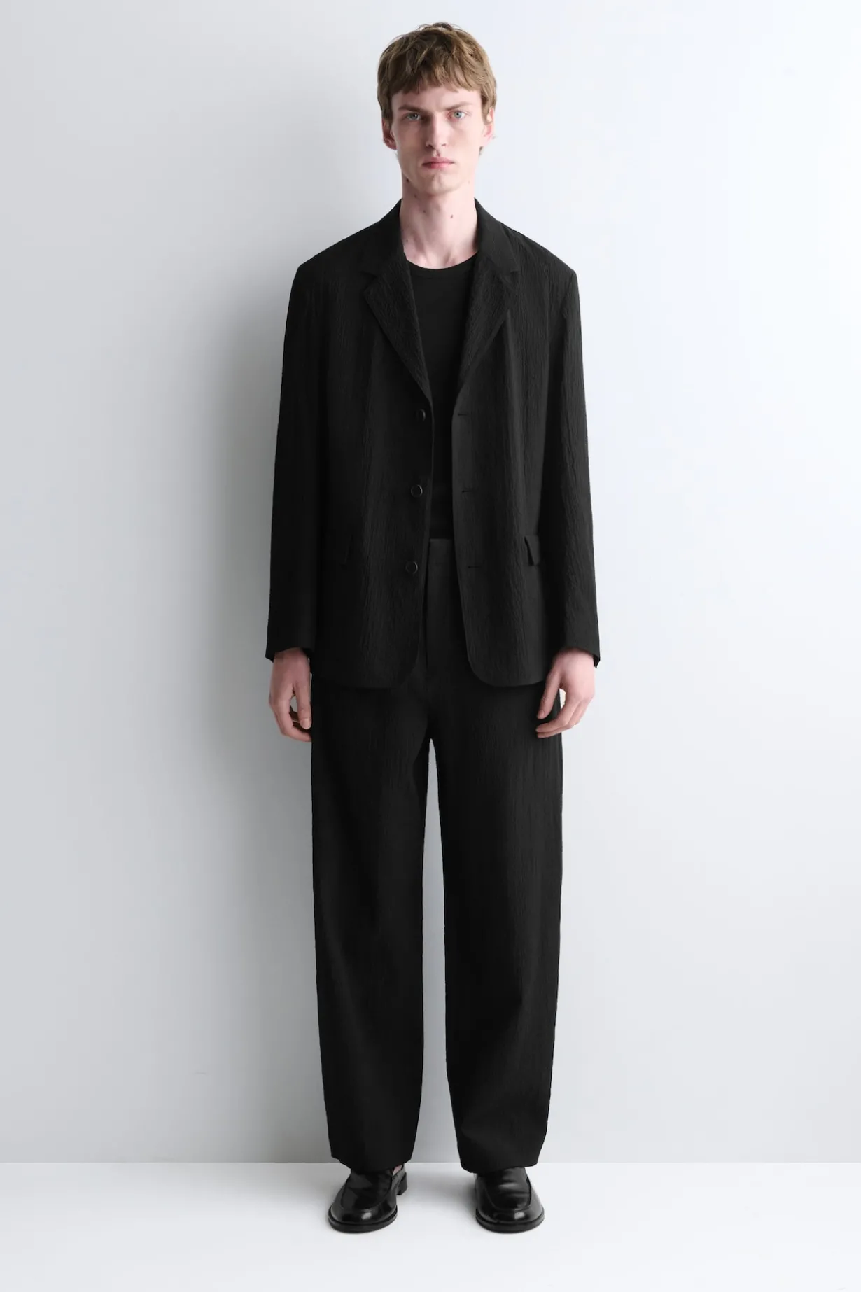 SEERSUCKER RELAXED-FIT STRAIGHT-LEG PANTS