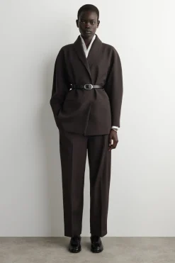 SHAWL-COLLAR COTTON BLOUSE